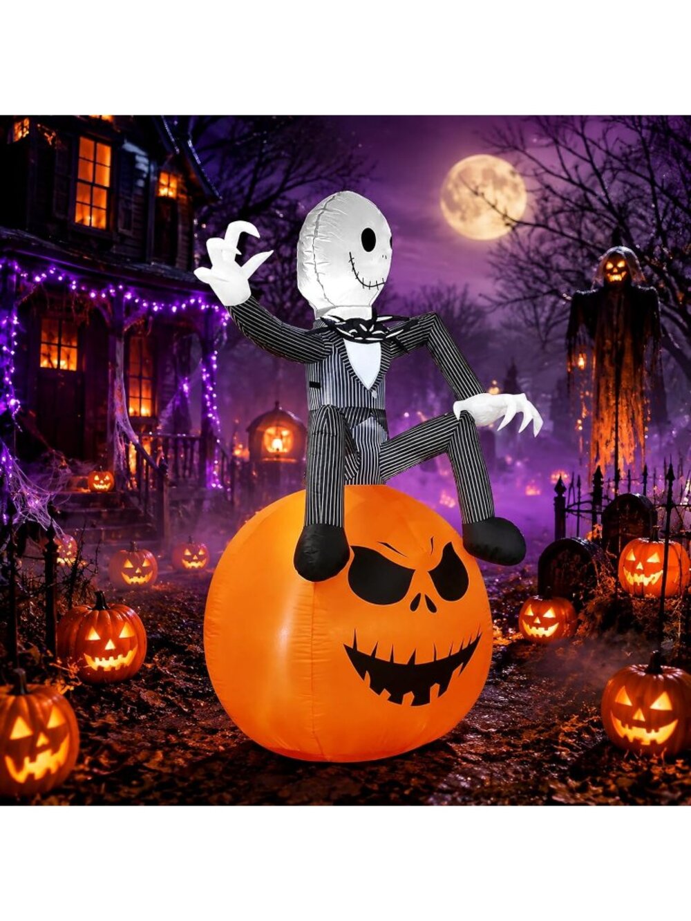 🎃6 Ft Inflatable Halloween Pumpkin Blow Up Yard Built-in LED Lights Outdoor Dec